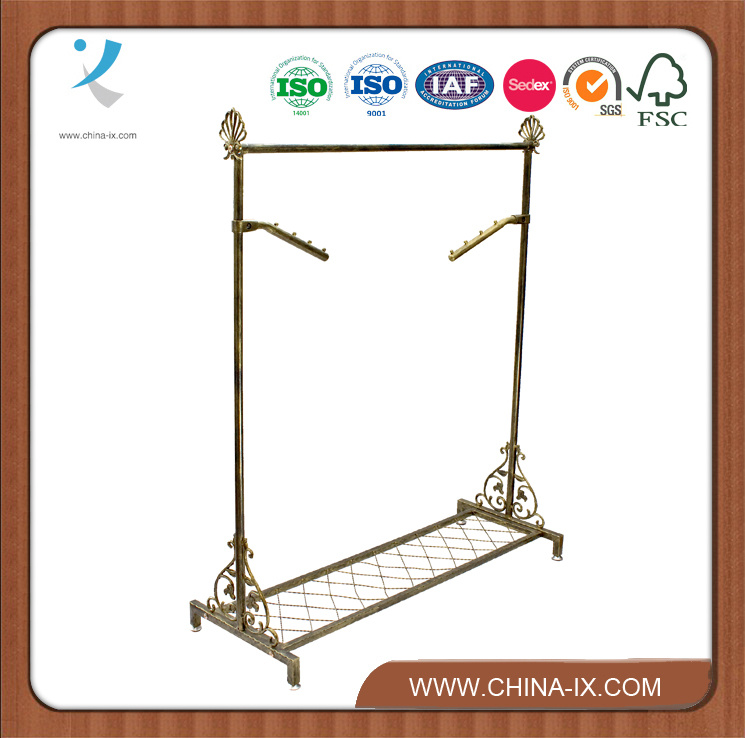 Bronze Vintage Style Rail Garment Stand with Shelf