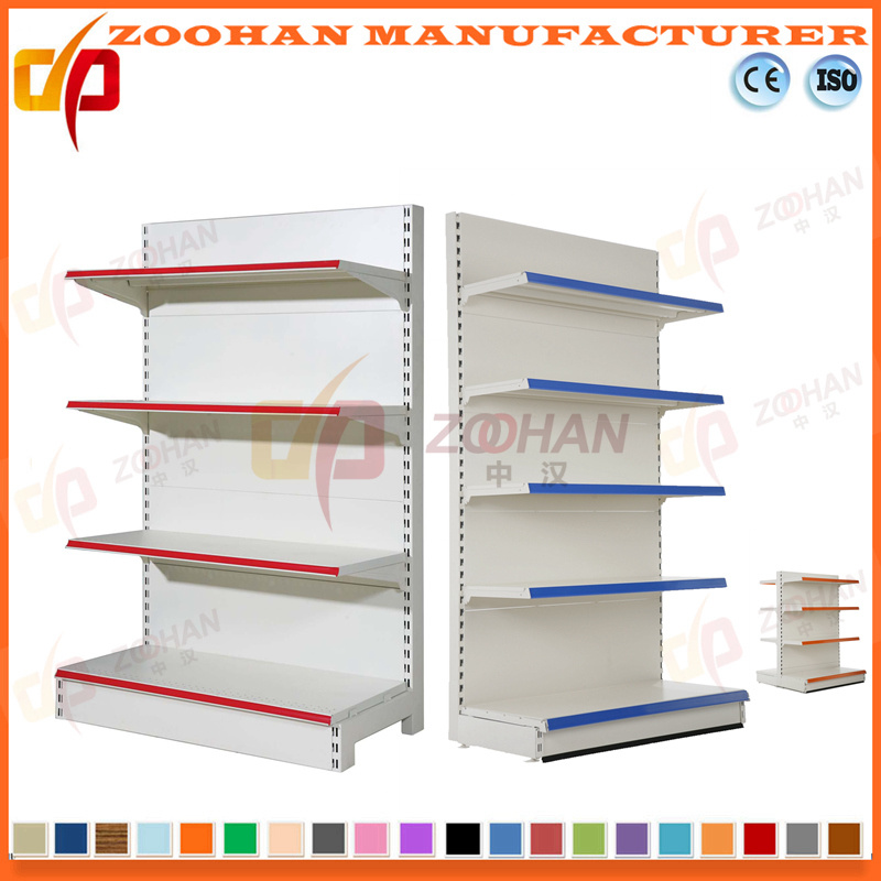 Customized Steel Supermarket Plain Back Panel Wall Shelves (Zhs579)