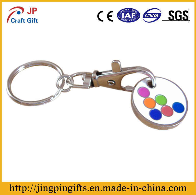 Hot Sale Promotional Supermarket Trolley Token Keychain with Ring
