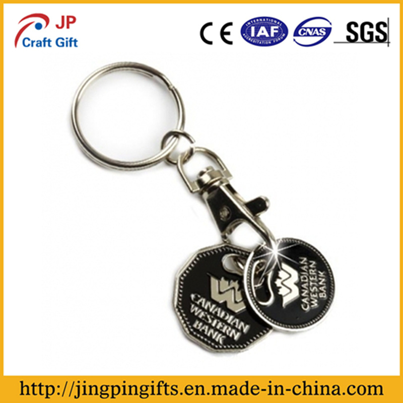 Custom Black Bling Metal Keychain with Trolley Token Coin Holder