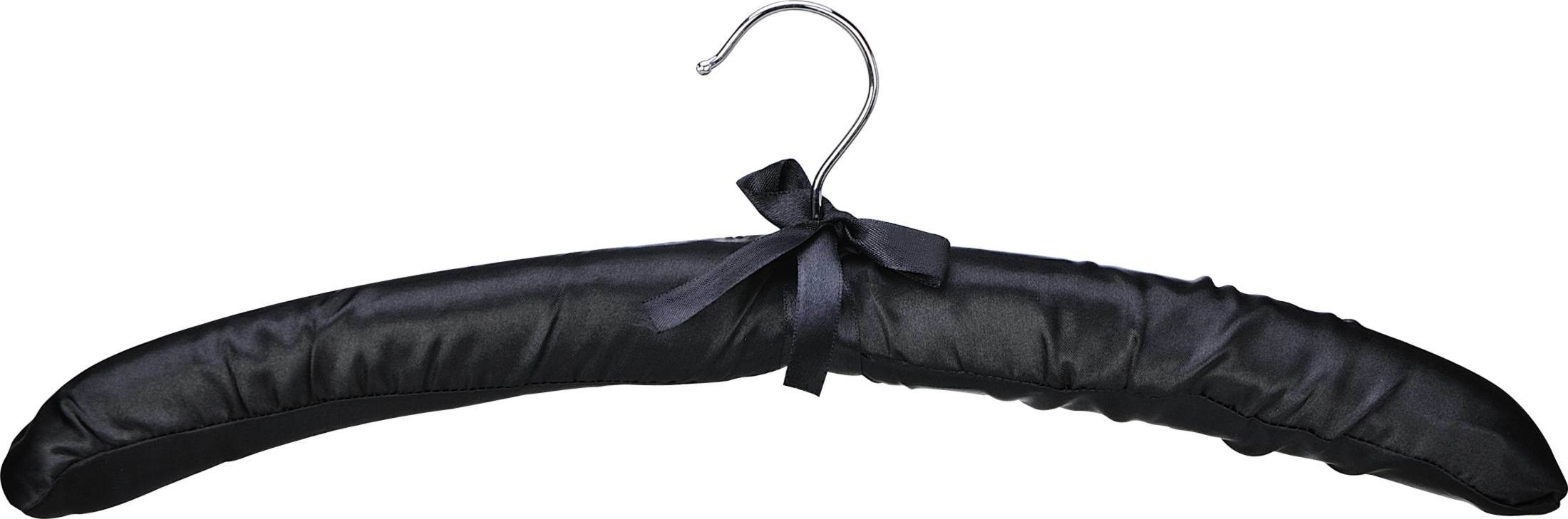 Black Satin Hanger with Wood Core