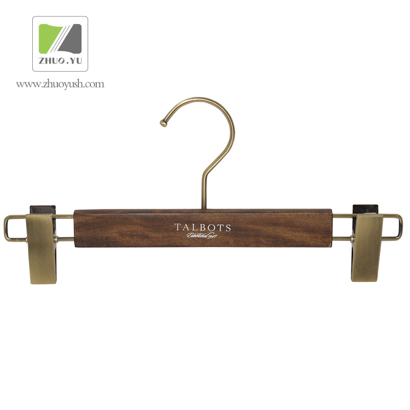 Brown Birch Wooden Clothing Hanger for Women's Trouser with Laser Logo