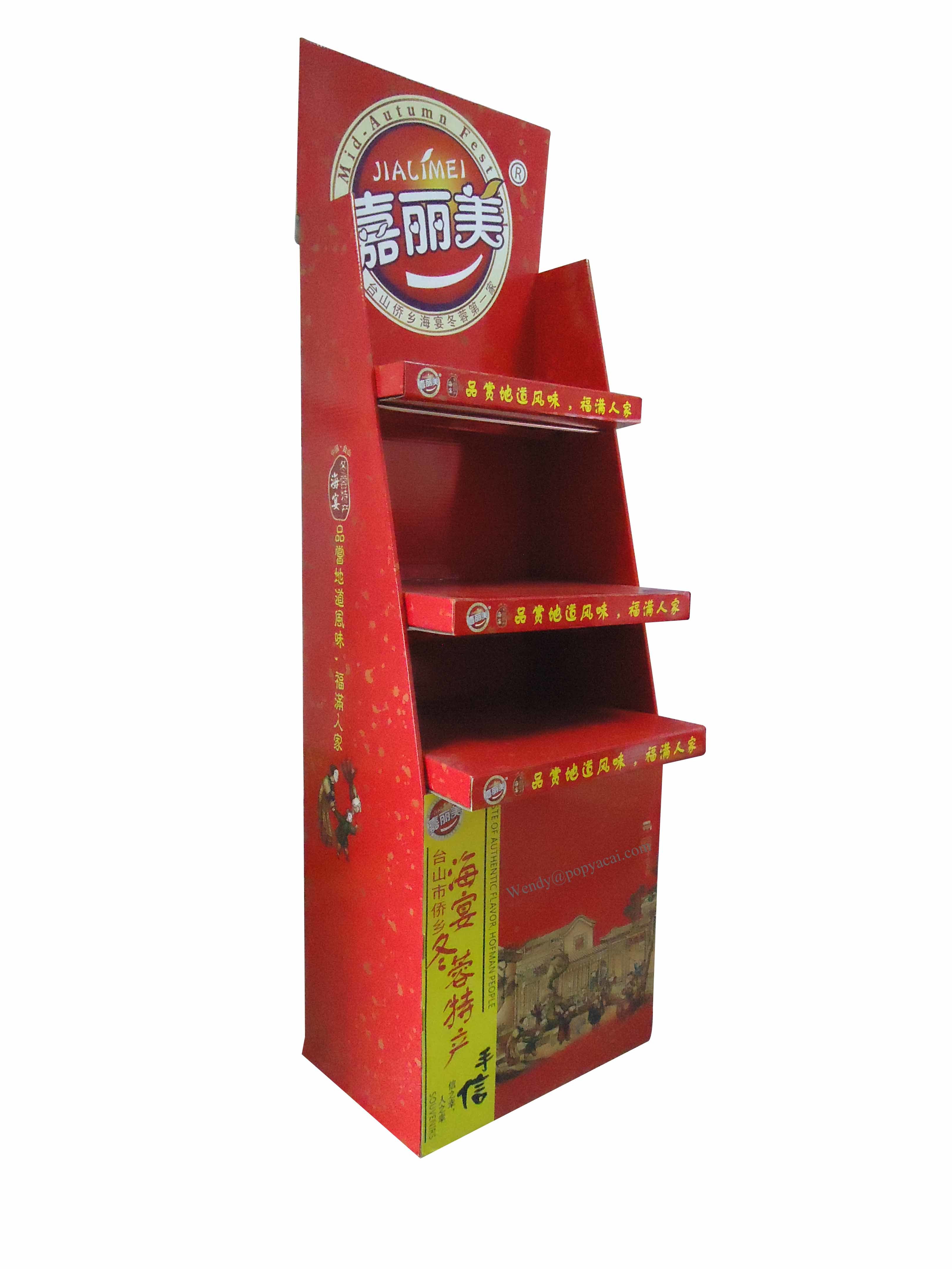 Cardboard Standing Exhibition Display Shelf, POS Display Rack