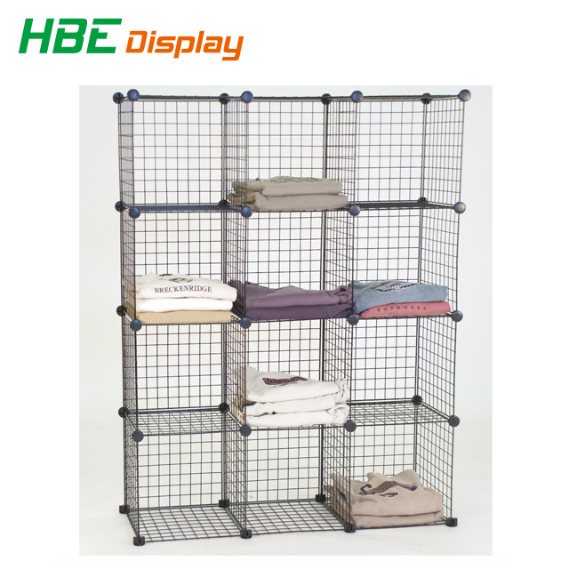 DIY Dssemble Metal Wire Cube T-Shirt Storage Stacking Rack
