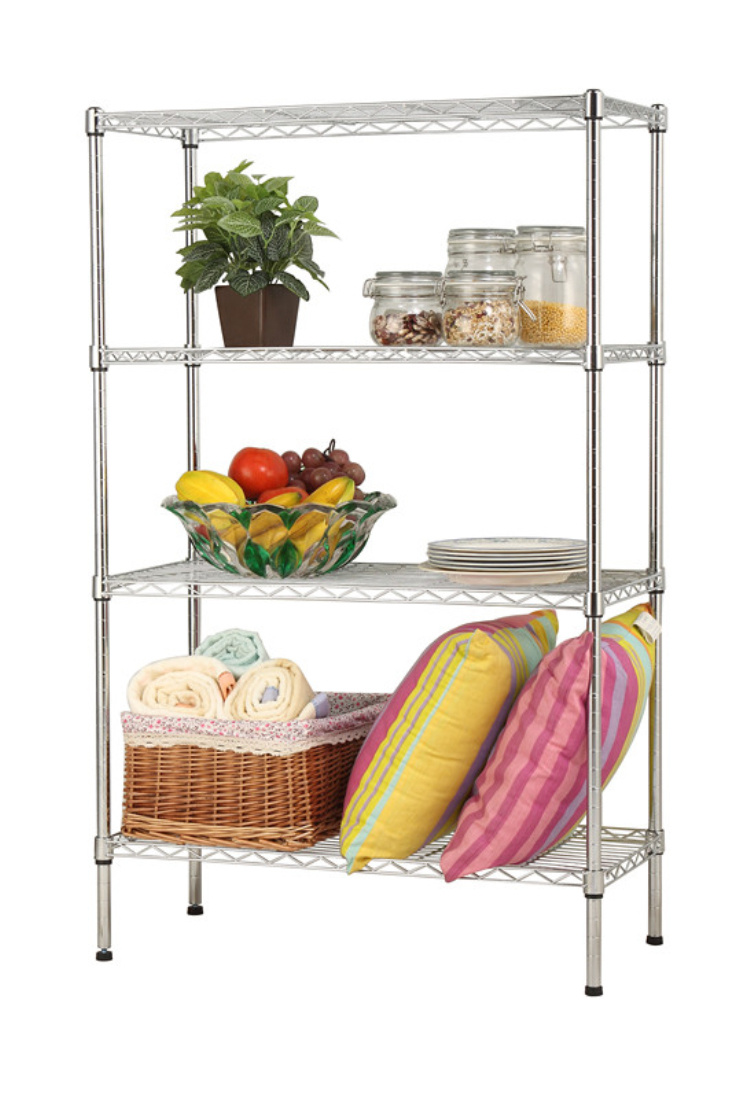 Adjustable DIY 4 Tiers NSF Home Steel Chrome Storage Wire Shelving Rack 900 X 350 X 1500