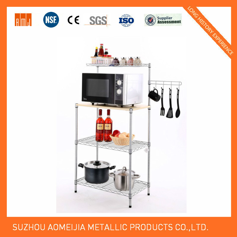 Multi-Functional Chrome Metal Wire Kitchen Shelf Rack