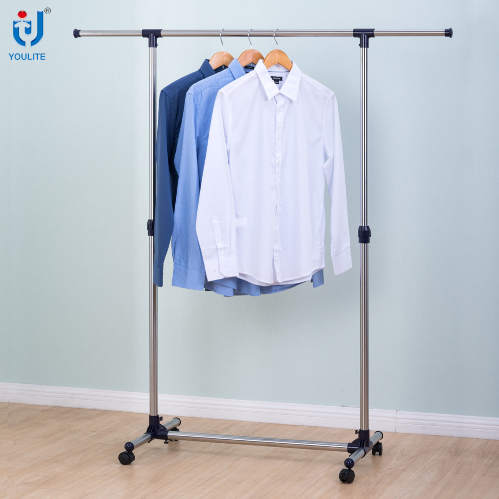 Garment Rack Stainless Steel Extendable Single Rod Telescopic Clothes Hanger