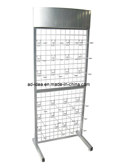 Adjustable Two Sided Galvanized Wire Metal Floor Display Rack