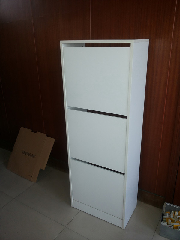 White Shutter 3 Doors Wooden Shoe Cabinet