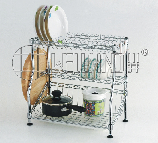 Adjustable Chrome Metal Kitchen Dish Drainer Rack