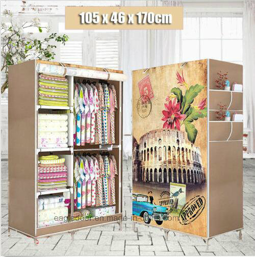 Modern Simple Wardrobe Household Fabric Folding Cloth Ward Storage Assembly King Size Reinforcement Combination Simple Wardrobe (FW-56)