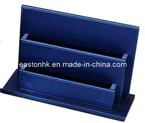 Top Quality Hotel Blue PU Leather Newspaper Holder Magazine Rack