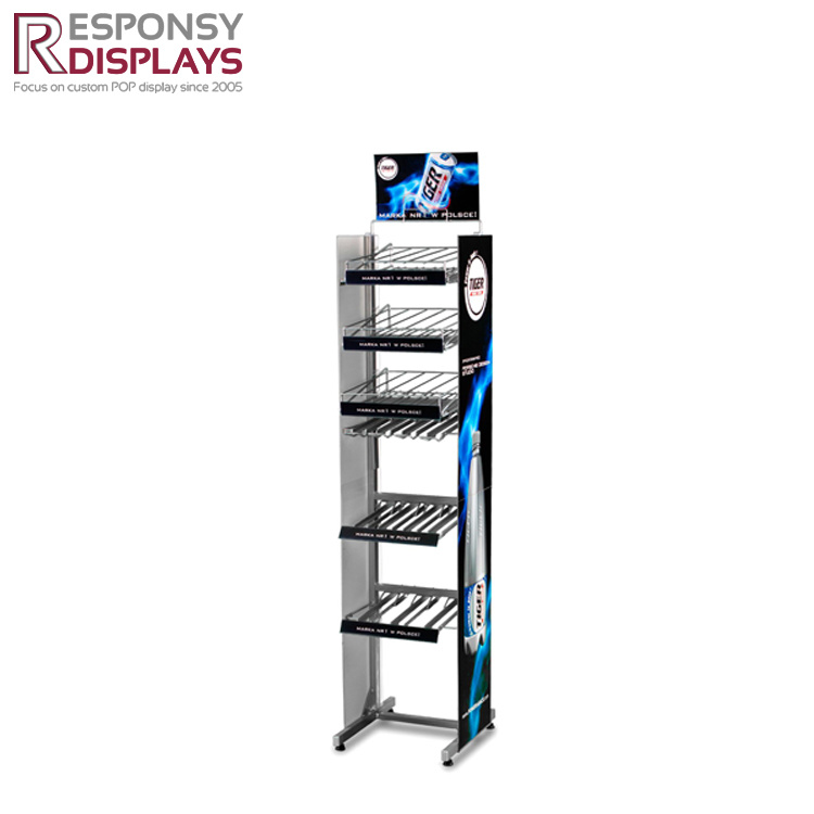 Drinking Metal Floor Display Rack for Supermarket