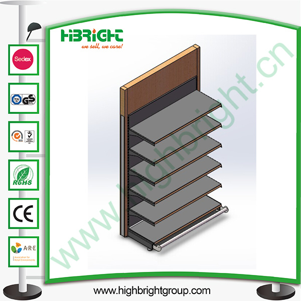 Wooden and Metal Storage Single Sided Display Rack