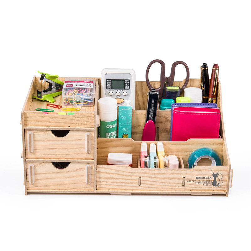 All Purpose Wooden DIY Desktop Stationery Organizer