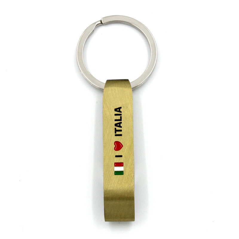 Enamel Antique Gold Metal Bottle Opener Key Chain Floating Football