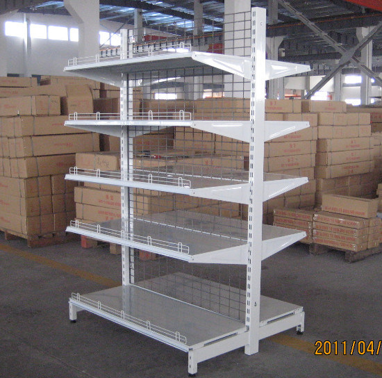 Wire Mesh Back Supermarket Shelf with Fence