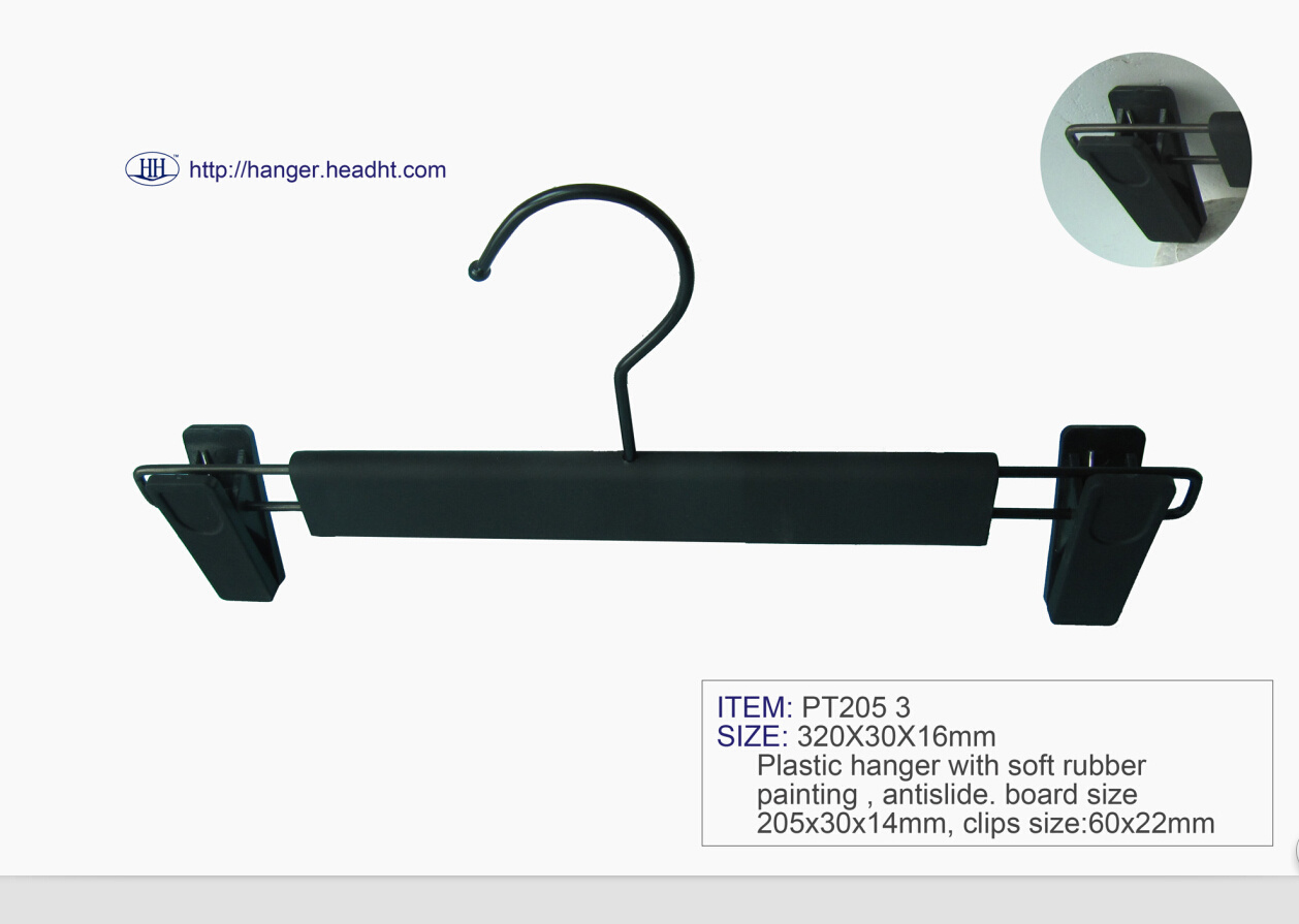 Promotion Wholesale Plastic Black Pant Hanger with Clip