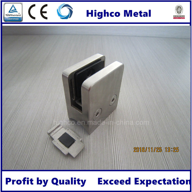Stainless Square Glass Clamp with Round Back for Glass Railing