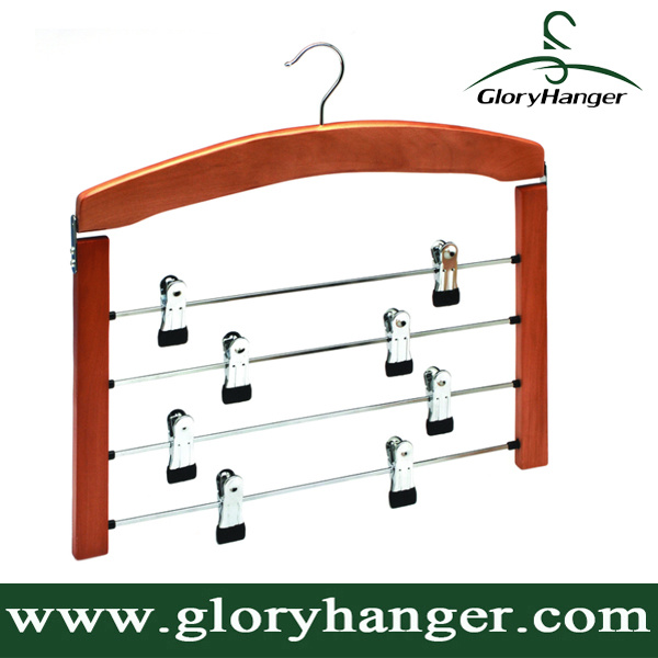 Multifunctional 4 Layer Cherry Wooden Pants Hanger Factory Supply