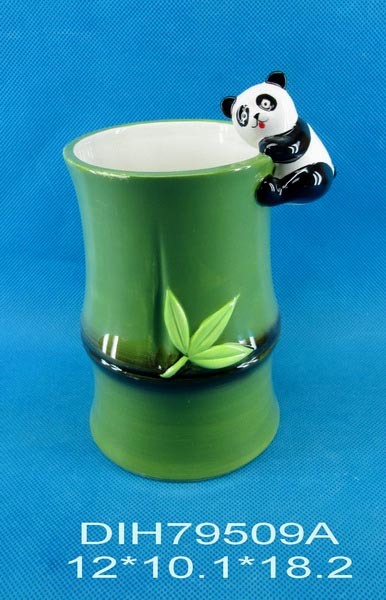 Hand-Painted Ceramic Panda Utensil Holder