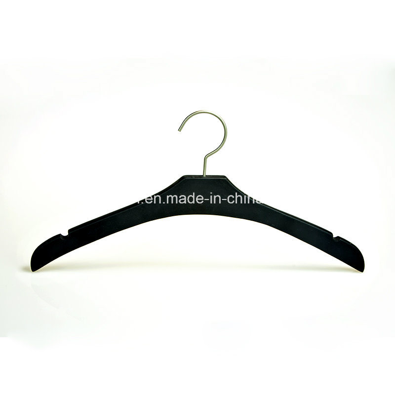 Fashionable Luxury Branded Wood Hanger with Black Rubber Paint (YL-yl19)