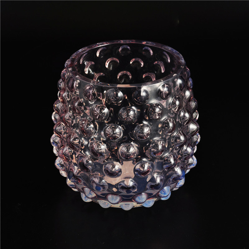 Colored Hobnail Glass Candle Holder