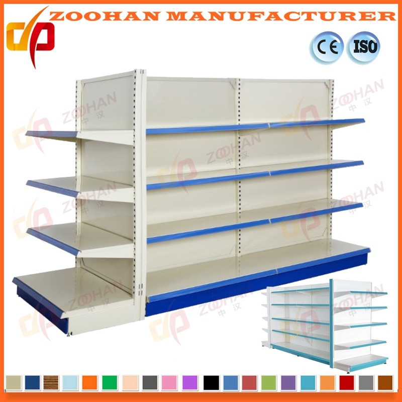 Supermarket Double Sided Gondola Display Multilayer Metal Shelf (Zhs90)