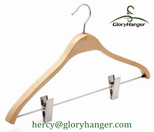 Laminated Suit Hanger with Metal Clips