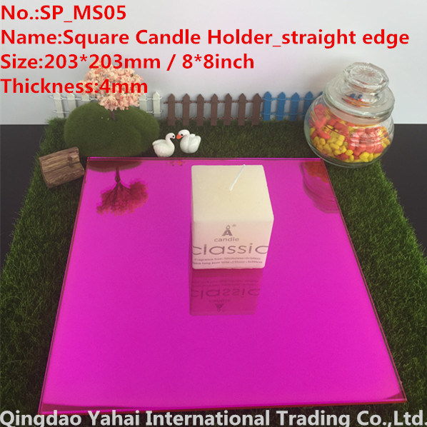 4mm Medium Square Rose Glass Candle Holder