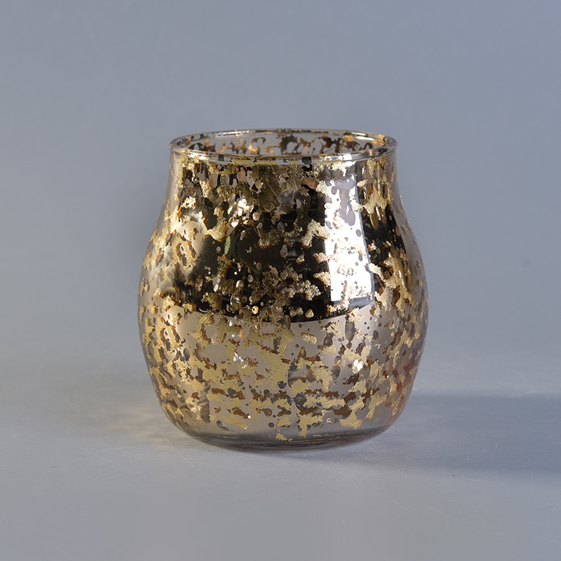 540ml Hand Made Glass Candle Holders with Gold Foiled