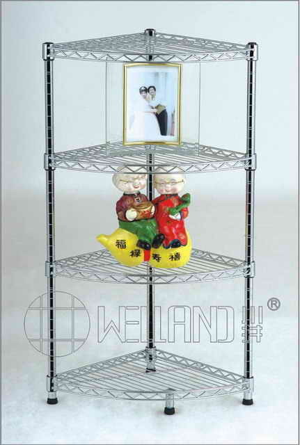 Chrome Metal Corner Wire Rack for Bath/Living Room (CJ-B1019)