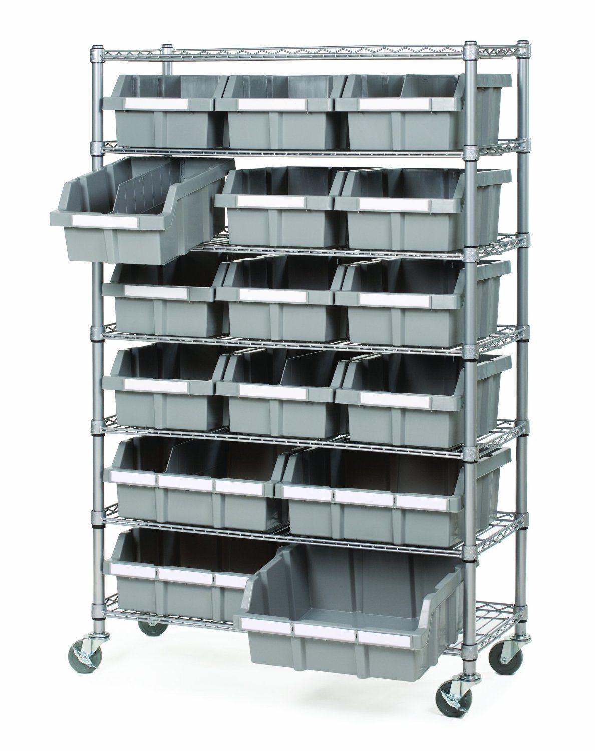 Metro Store Heavy Duty Industrial Chrome Metal Trolley- Load 800lbs / Shelf (HD214872A6CW)