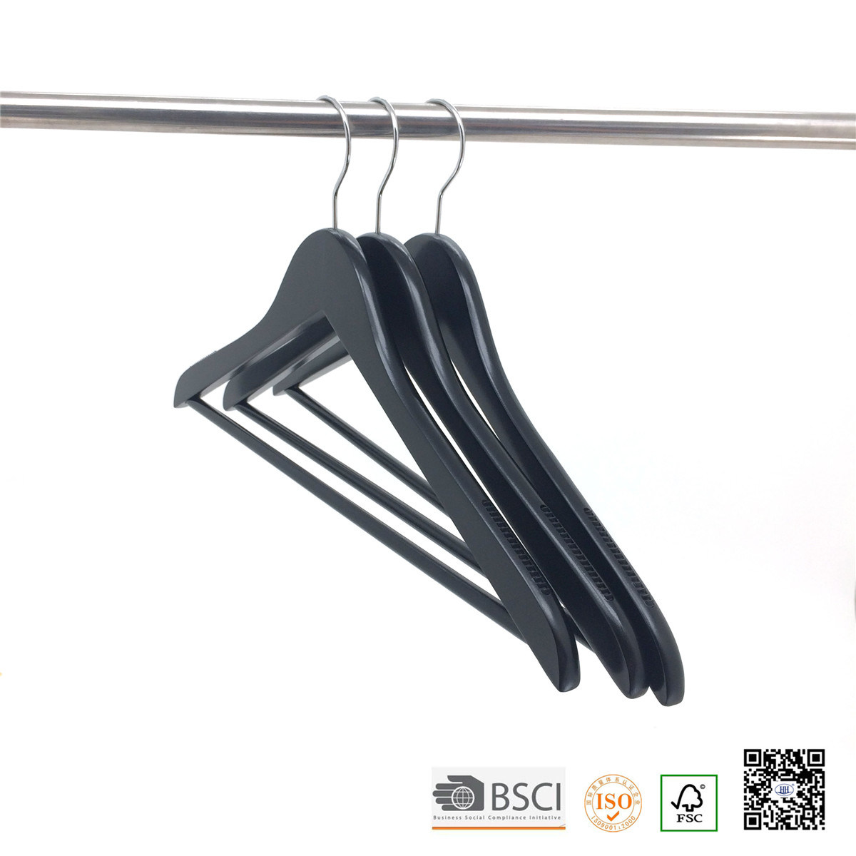 Black Pants Bar Non Slip Shoulder Wood Coat Hangers Wooden Clothes Hanger Hangers for Jeans