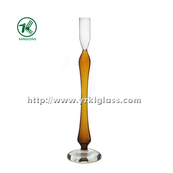 Glass Candle Holder for Home Decoration with Single Poster (10*10*34)