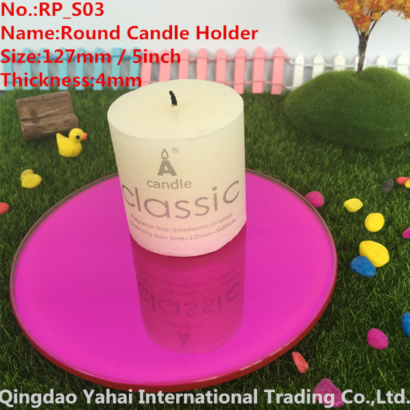 4mm Round Rose Glass Mirror Candle Holder