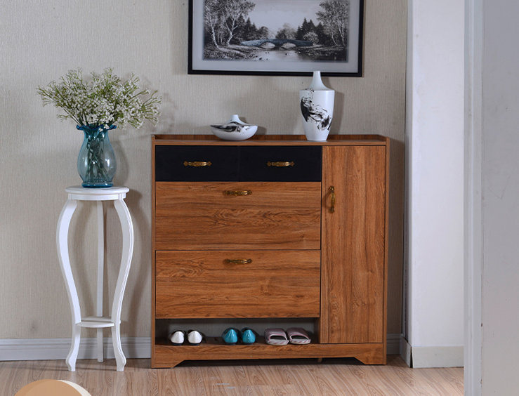 Modern Tipping Bucket Shoe Cabinet with 2 Storage Place and 1 Drawer