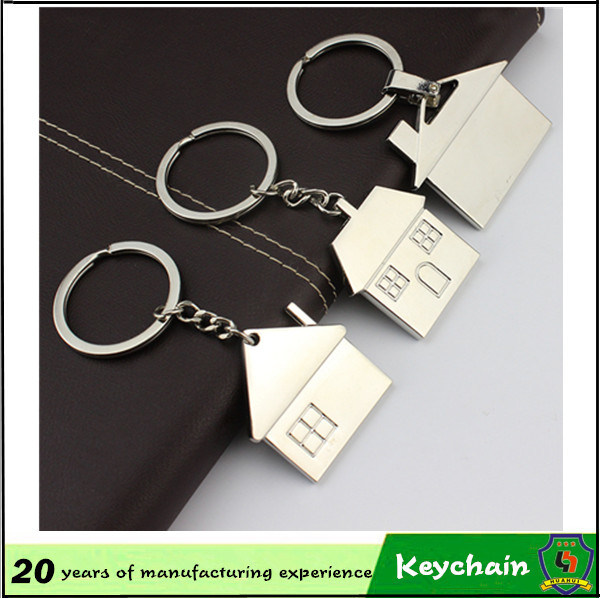 Metal House Shaped Estate Promotional Keychain, House Agent Souvenir Keychain