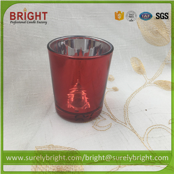 Top Quality Electroplate Effect Candle Holder with Printing (H015)