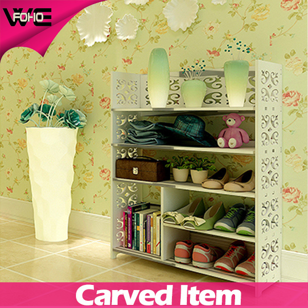 Plastic-Wooden Storage Shelf Multifunction Shoe Display Cabinet