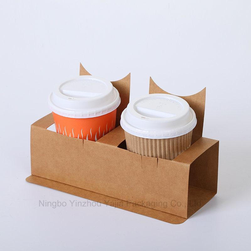 Kraft Paper Coffee Milk Bale Take Away Tray 2 Cups