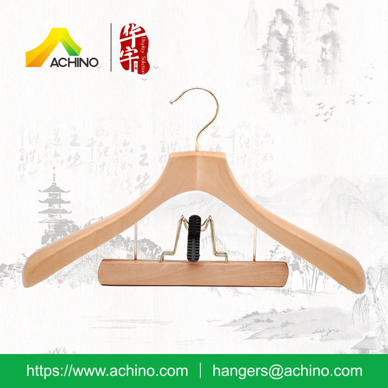 Customized Wooden Suit Hangers with Golden Hook