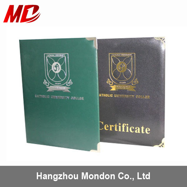 Custom Logo PU Certificate Folder with Four Metal Corners