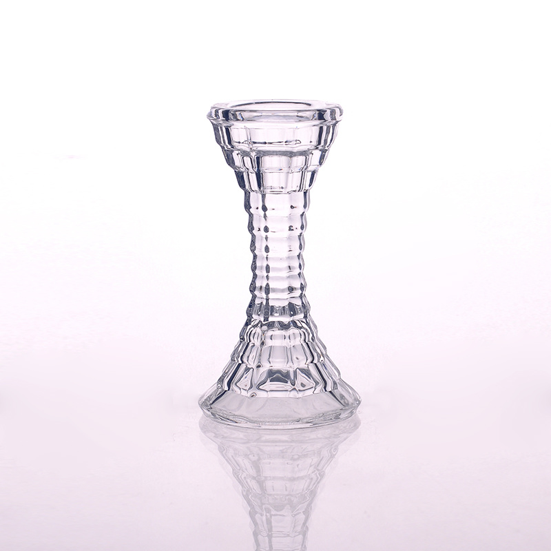 High White Candlestick Glass Candle Holder