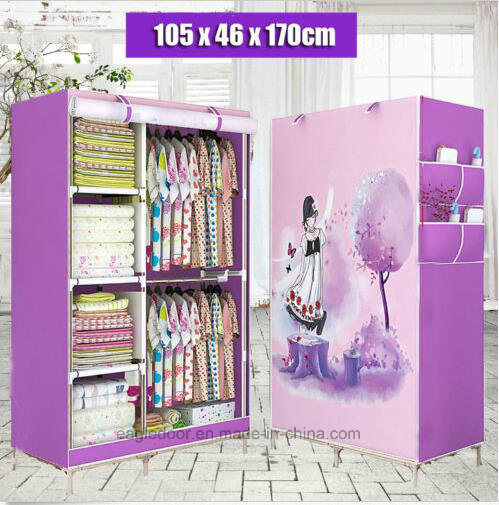 Modern Simple Wardrobe Household Fabric Folding Cloth Ward Storage Assembly King Size Reinforcement Combination Simple Wardrobe (FW-56A)