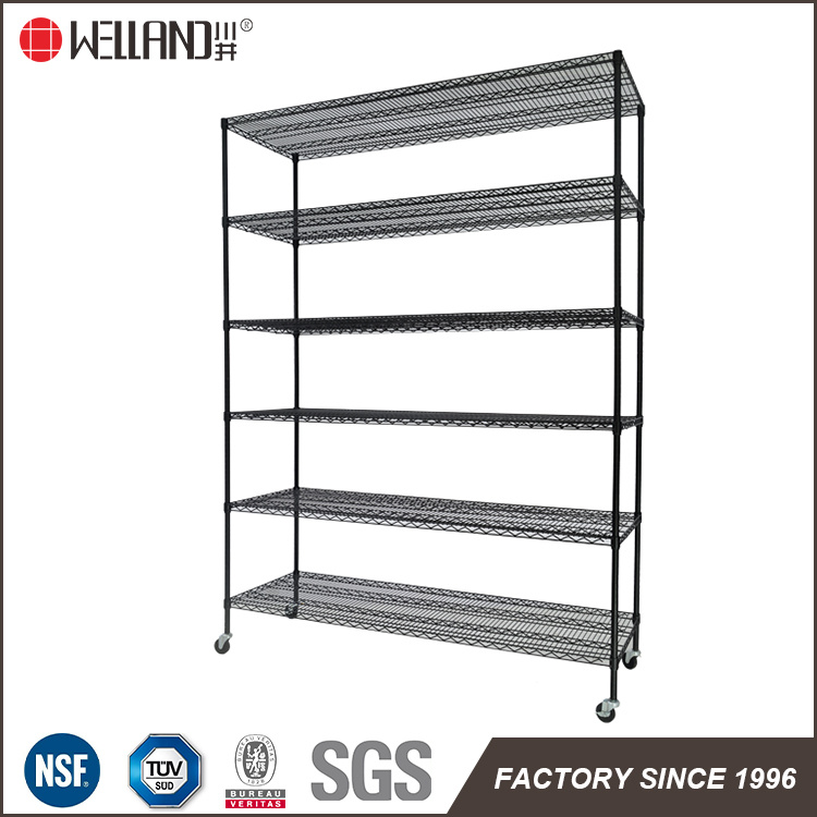 6 Shelf 350kgs Heavy Duty Zinc Epoxy Green Coated Warehouse Storage Metal Wire Shelving Rack