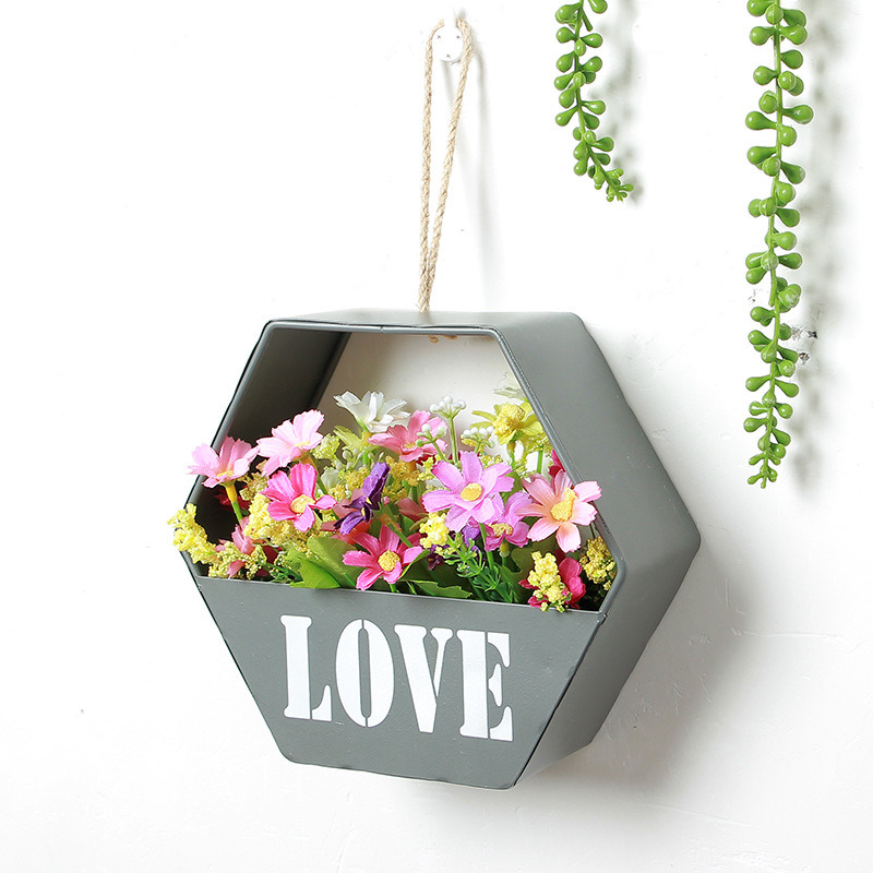 Modern Minimalist Iron Wall Ornaments Wall Decoration Creative Home Wall Murals Flower Basket