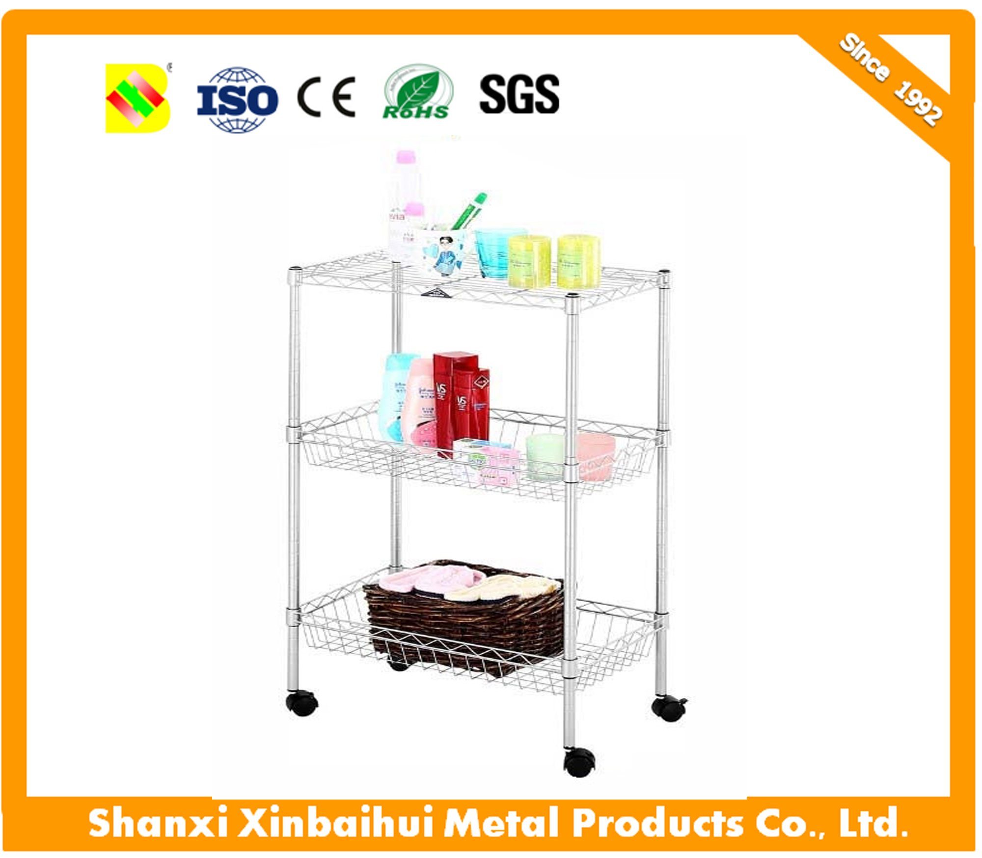 Metal Wire Stainless Steel Supermarket/Kitchen Storage Rack