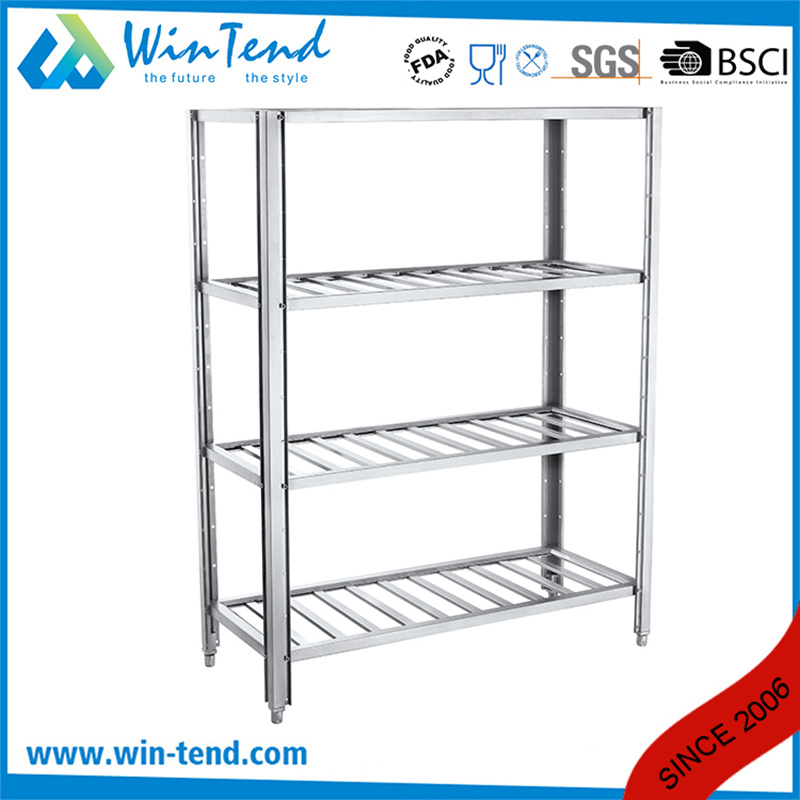 4 Tier Stainless Steel Multi Purpose Adjustable Storage Rack with Height Adjustable Leg