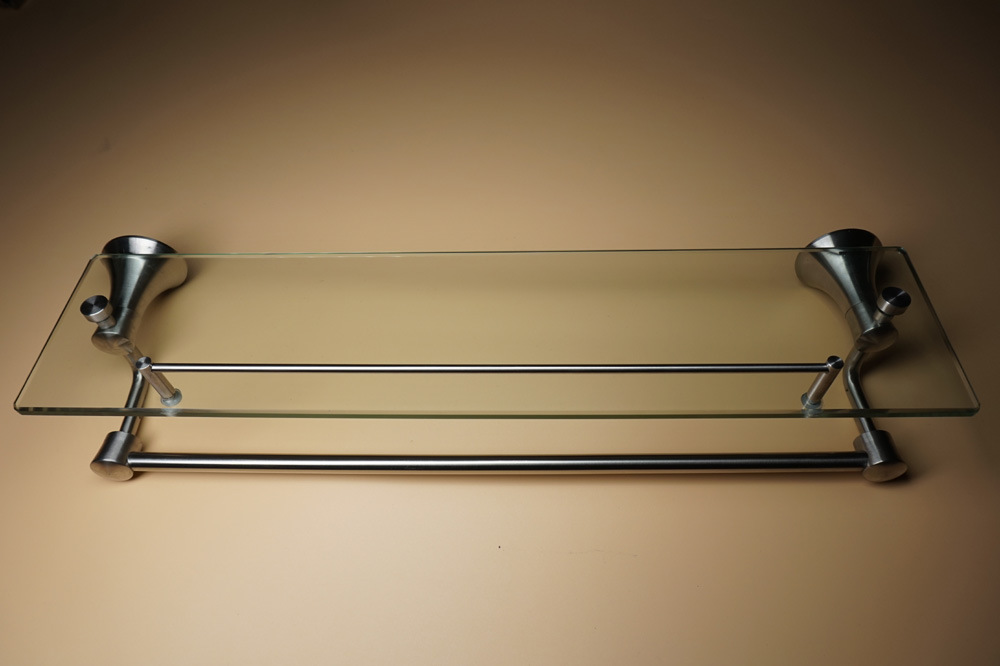 Wall Mounted 304 Stainless Steel Bathroom Glass Shelf